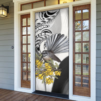 New Zealand Fantail Bird Door Cover Maori Piwakawaka Kowhai Maori Pattern