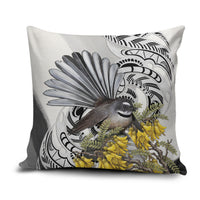 New Zealand Fantail Bird Pillow Cover Maori Piwakawaka Kowhai Maori Pattern
