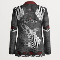 New Zealand Weka Personalised Blazer Aotearoa Hen Silver Fern Maori Pattern