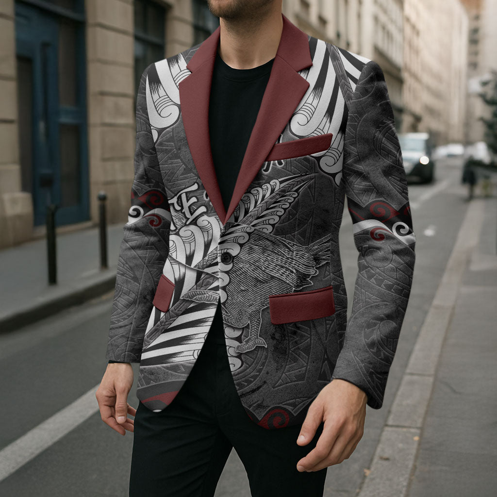 New Zealand Weka Personalised Blazer Aotearoa Hen Silver Fern Maori Pattern