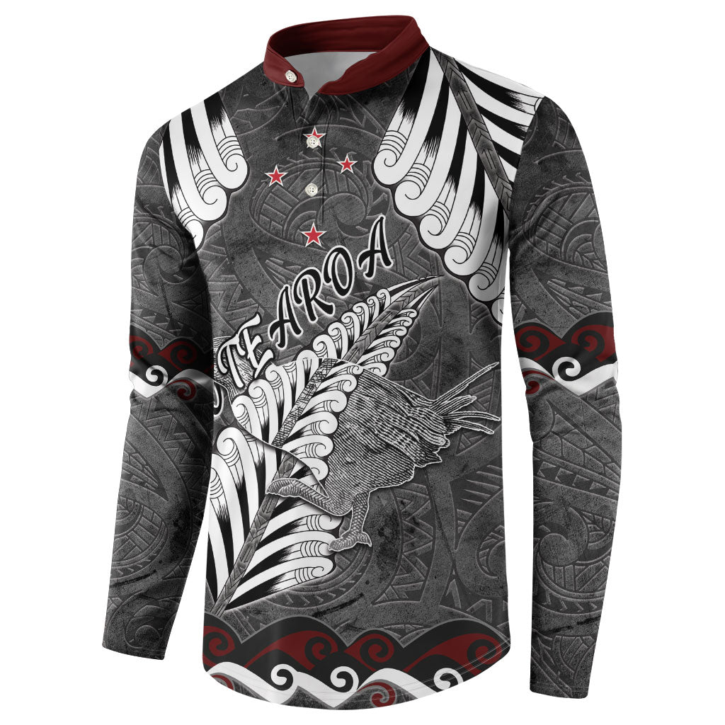New Zealand Weka Personalised Button Sweatshirt Aotearoa Hen Silver Fern Maori Pattern