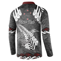 New Zealand Weka Personalised Button Sweatshirt Aotearoa Hen Silver Fern Maori Pattern