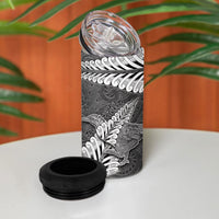 New Zealand Weka Personalised 4 in 1 Can Cooler Tumbler Aotearoa Hen Silver Fern Maori Pattern