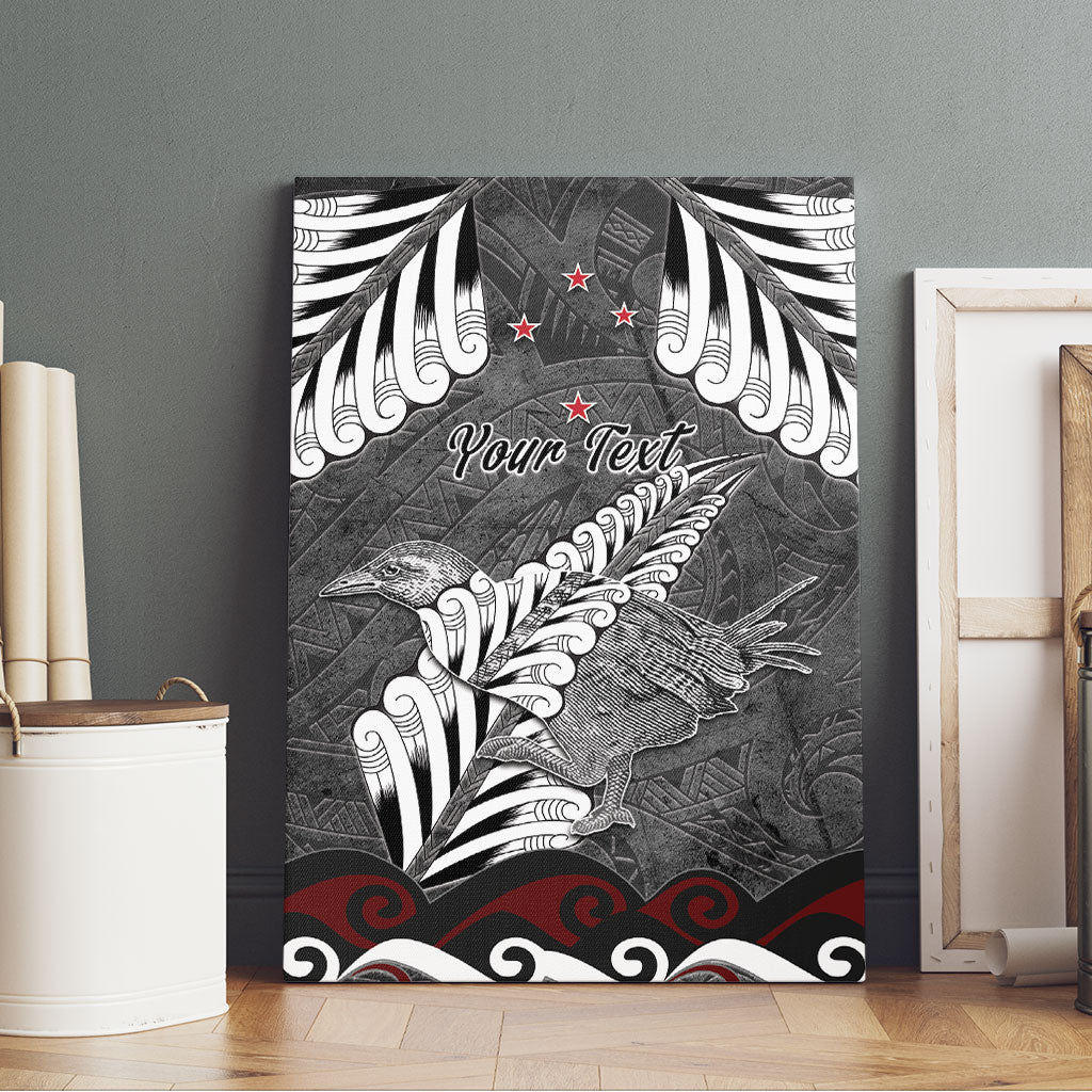New Zealand Weka Personalised Canvas Wall Art Aotearoa Hen Silver Fern Maori Pattern