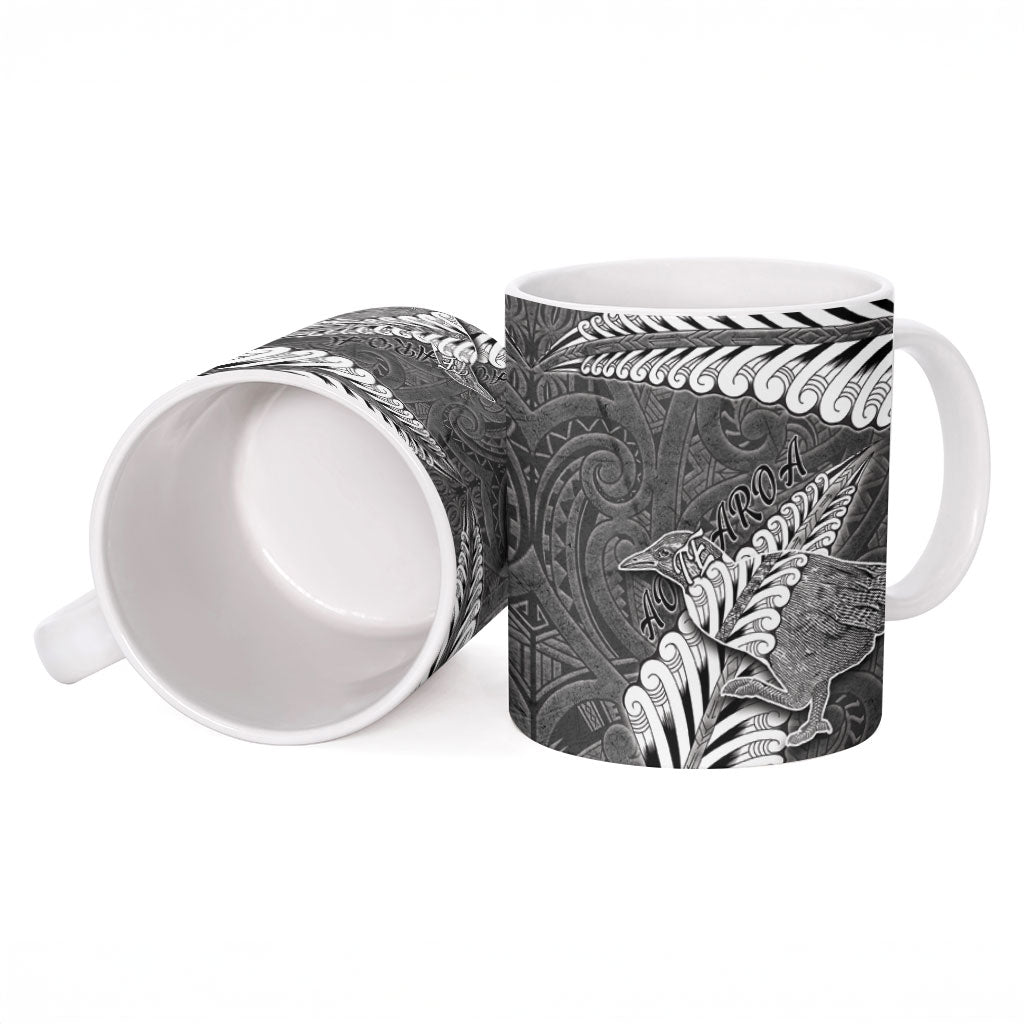 New Zealand Weka Personalised Ceramic Mug Aotearoa Hen Silver Fern Maori Pattern