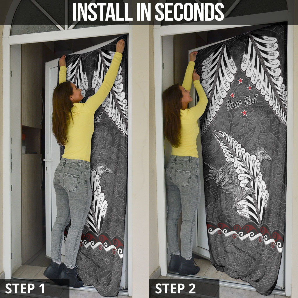 New Zealand Weka Personalised Door Cover Aotearoa Hen Silver Fern Maori Pattern