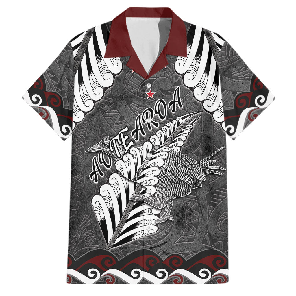 New Zealand Weka Personalised Family Matching Long Sleeve Bodycon Dress and Hawaiian Shirt Aotearoa Hen Silver Fern Maori Pattern