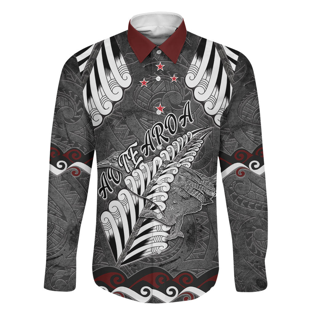 New Zealand Weka Personalised Family Matching Short Sleeve Bodycon Dress and Hawaiian Shirt Aotearoa Hen Silver Fern Maori Pattern