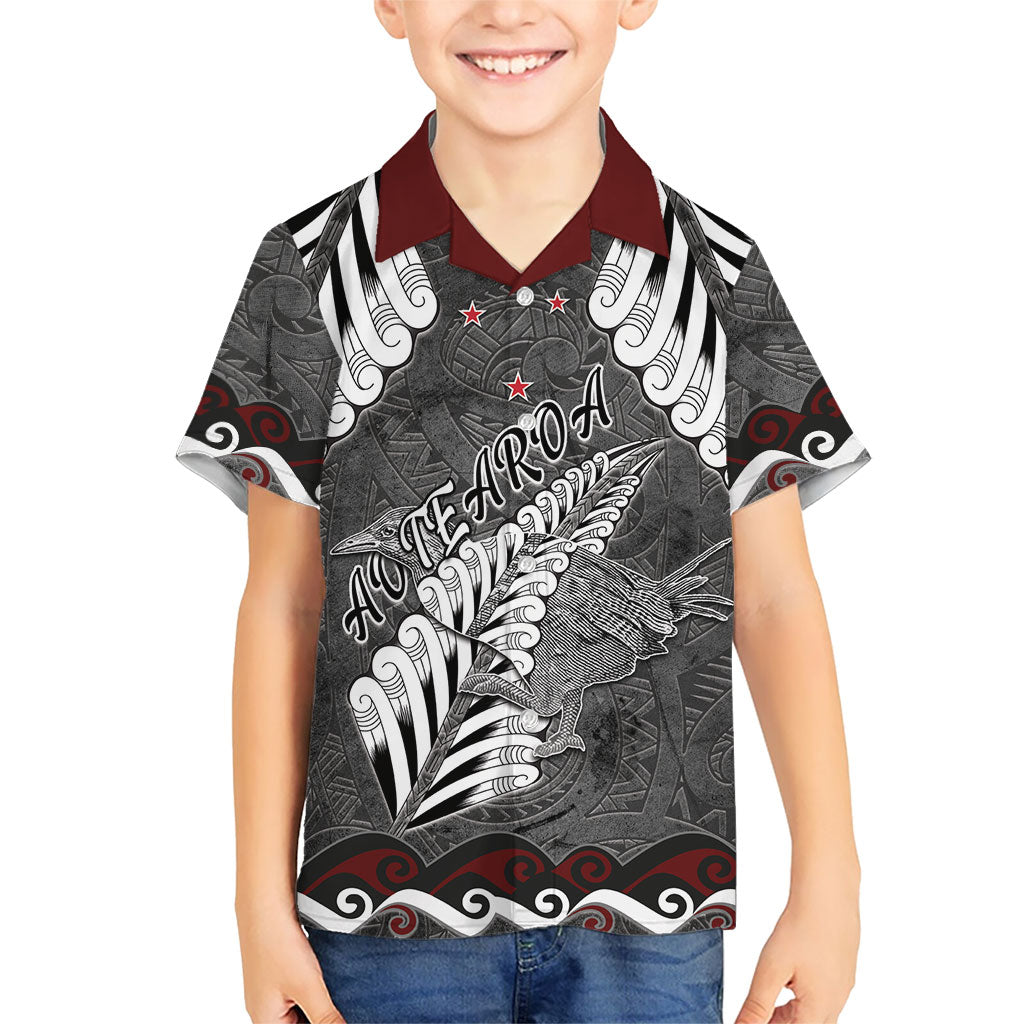 New Zealand Weka Personalised Family Matching Summer Maxi Dress and Hawaiian Shirt Aotearoa Hen Silver Fern Maori Pattern