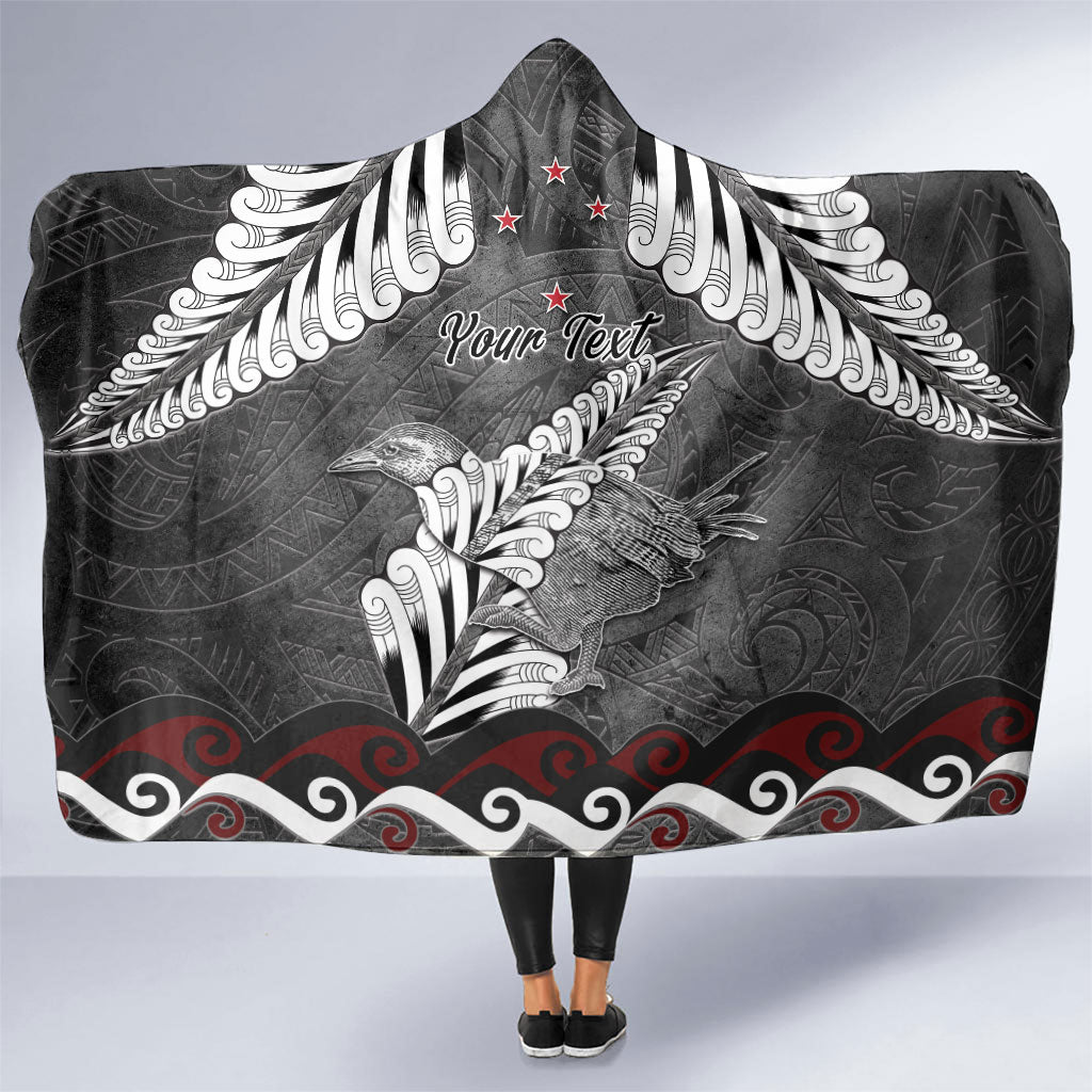 New Zealand Weka Personalised Hooded Blanket Aotearoa Hen Silver Fern Maori Pattern