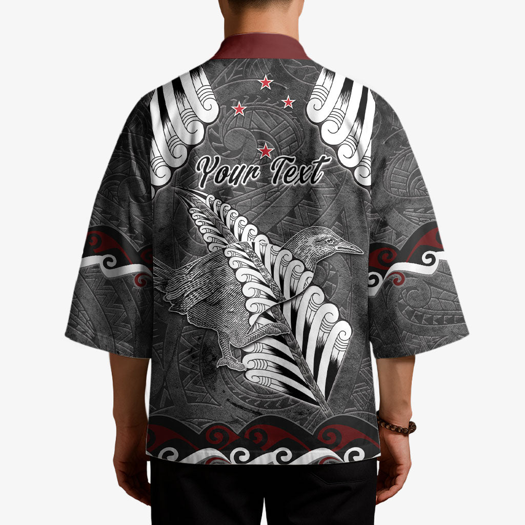 New Zealand Weka Personalised Kimono Aotearoa Hen Silver Fern Maori Pattern