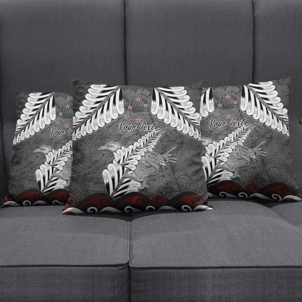 New Zealand Weka Personalised Pillow Cover Aotearoa Hen Silver Fern Maori Pattern