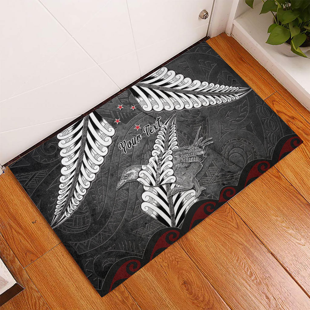 New Zealand Weka Personalised Rubber Doormat Aotearoa Hen Silver Fern Maori Pattern