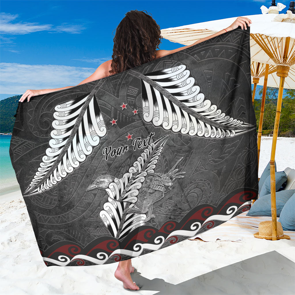 New Zealand Weka Personalised Sarong Aotearoa Hen Silver Fern Maori Pattern