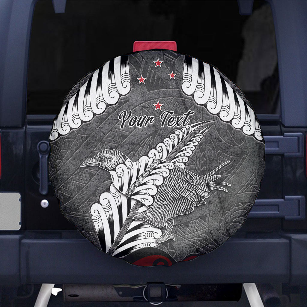 New Zealand Weka Personalised Spare Tire Cover Aotearoa Hen Silver Fern Maori Pattern