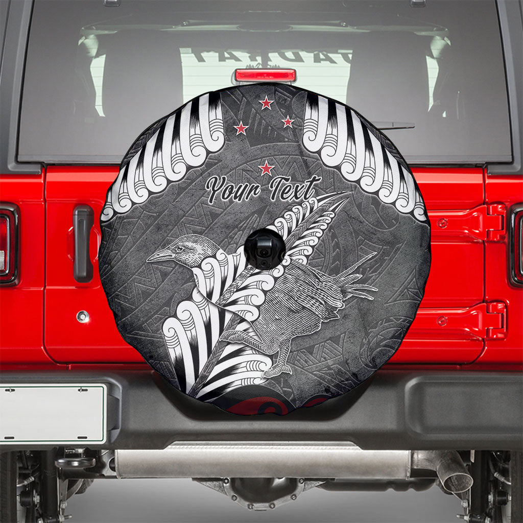 New Zealand Weka Personalised Spare Tire Cover Aotearoa Hen Silver Fern Maori Pattern