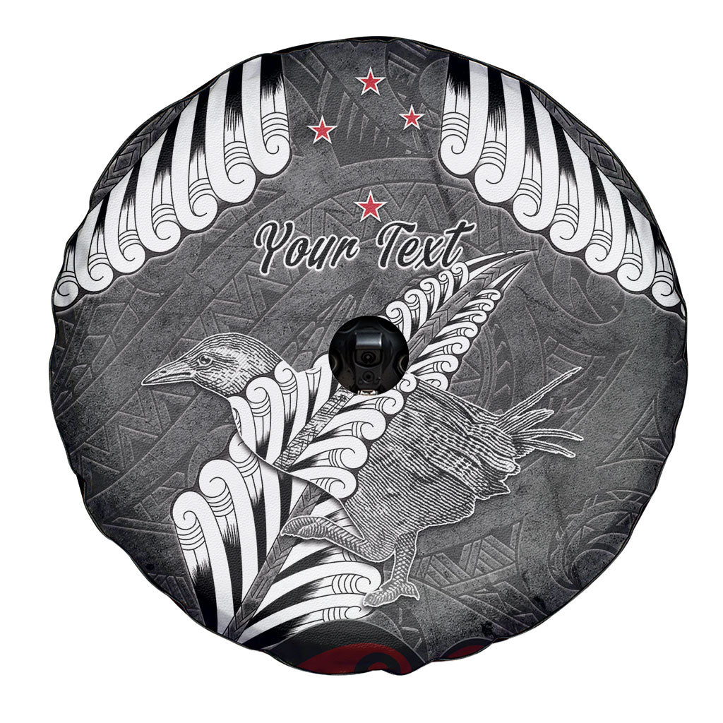 New Zealand Weka Personalised Spare Tire Cover Aotearoa Hen Silver Fern Maori Pattern