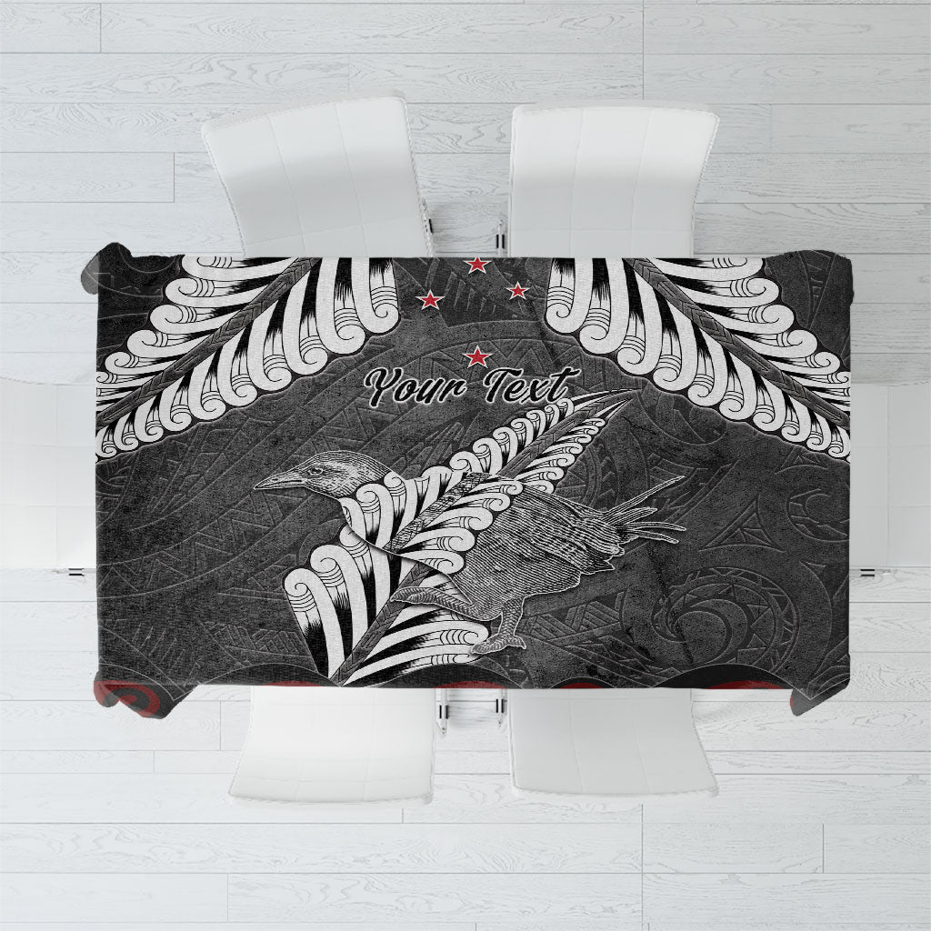 New Zealand Weka Personalised Tablecloth Aotearoa Hen Silver Fern Maori Pattern
