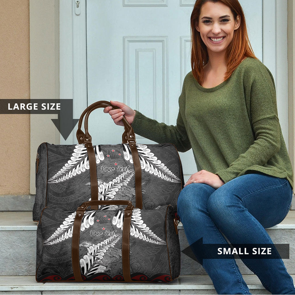 New Zealand Weka Personalised Travel Bag Aotearoa Hen Silver Fern Maori Pattern
