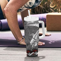 New Zealand Weka Personalised Tumbler With Handle Aotearoa Hen Silver Fern Maori Pattern