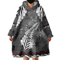 New Zealand Weka Personalised Wearable Blanket Hoodie Aotearoa Hen Silver Fern Maori Pattern