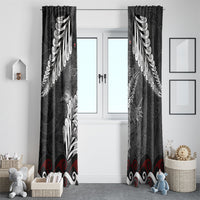 New Zealand Weka Personalised Window Curtain Aotearoa Hen Silver Fern Maori Pattern