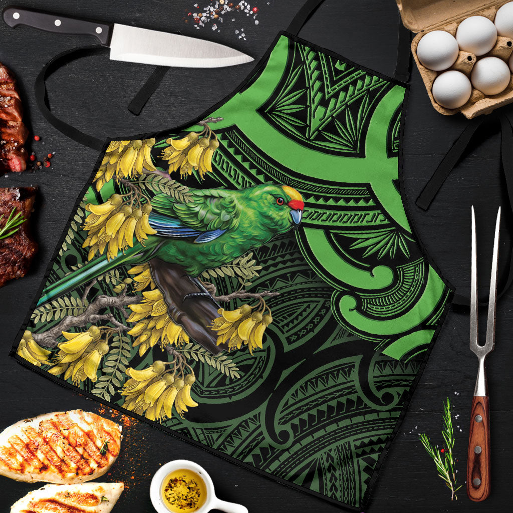 New Zealand Parakeet Bird Apron Maori Kakariki Kowhai Maori Pattern