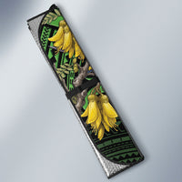 New Zealand Parakeet Bird Auto Sun Shade Maori Kakariki Kowhai Maori Pattern