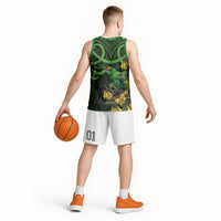 New Zealand Parakeet Bird Basketball Jersey Maori Kakariki Kowhai Maori Pattern