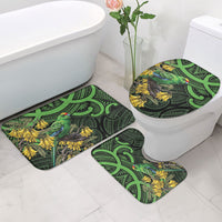 New Zealand Parakeet Bird Bathroom Set Maori Kakariki Kowhai Maori Pattern