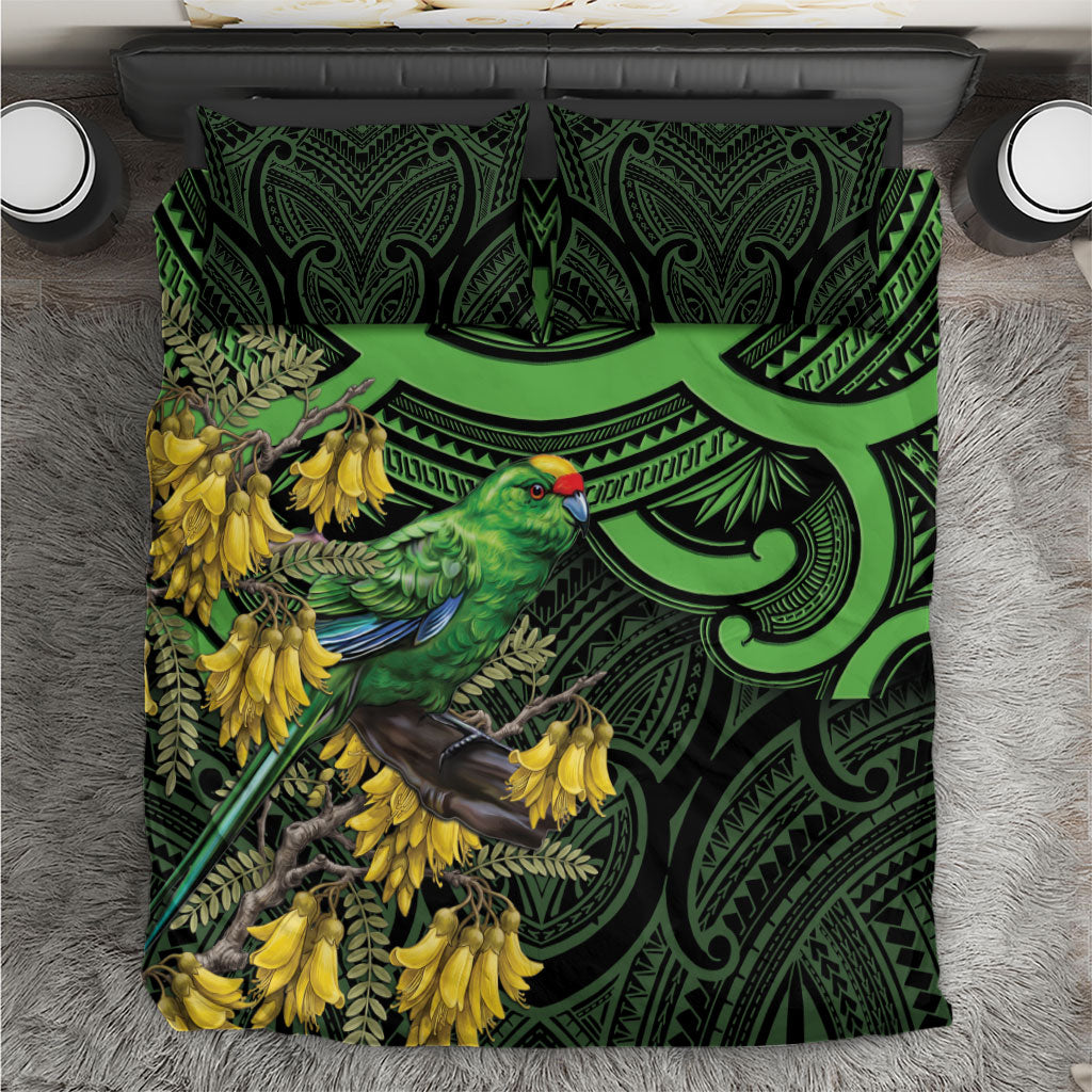 New Zealand Parakeet Bird Bedding Set Maori Kakariki Kowhai Maori Pattern LT22 Green - Polynesian Pride