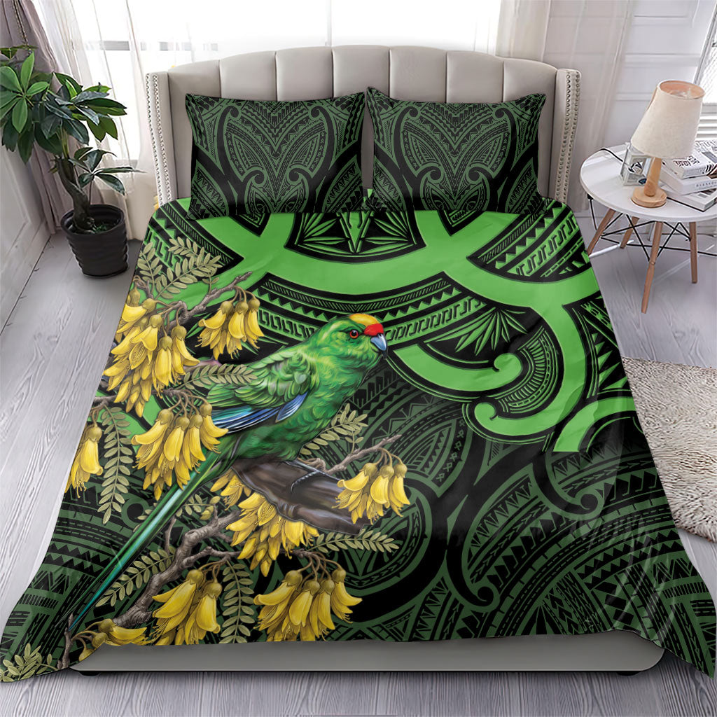 New Zealand Parakeet Bird Bedding Set Maori Kakariki Kowhai Maori Pattern