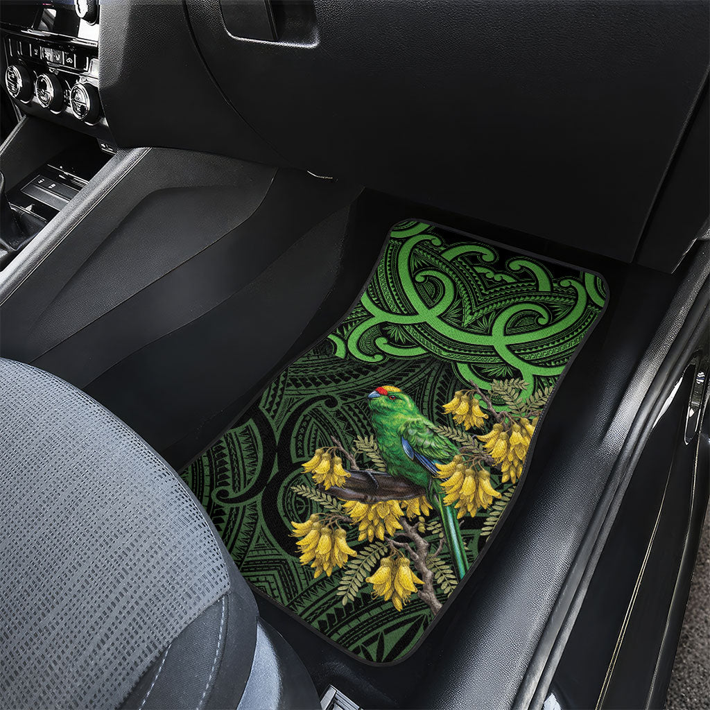 New Zealand Parakeet Bird Car Mats Maori Kakariki Kowhai Maori Pattern