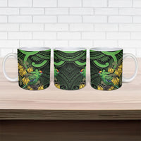 New Zealand Parakeet Bird Ceramic Mug Maori Kakariki Kowhai Maori Pattern