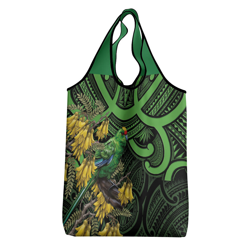 New Zealand Parakeet Bird Grocery Bag Maori Kakariki Kowhai Maori Pattern