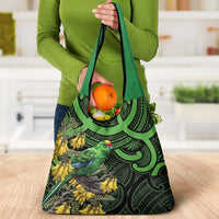 New Zealand Parakeet Bird Grocery Bag Maori Kakariki Kowhai Maori Pattern