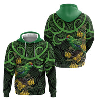 New Zealand Parakeet Bird Hoodie Maori Kakariki Kowhai Maori Pattern