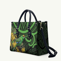 New Zealand Parakeet Bird Leather Bag Maori Kakariki Kowhai Maori Pattern