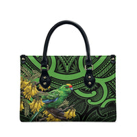 New Zealand Parakeet Bird Leather Bag Maori Kakariki Kowhai Maori Pattern