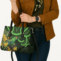 New Zealand Parakeet Bird Leather Bag Maori Kakariki Kowhai Maori Pattern