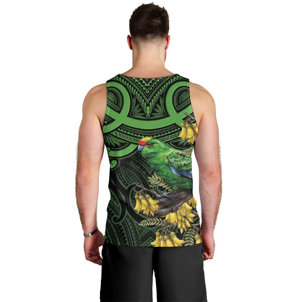 New Zealand Parakeet Bird Men Tank Top Maori Kakariki Kowhai Maori Pattern