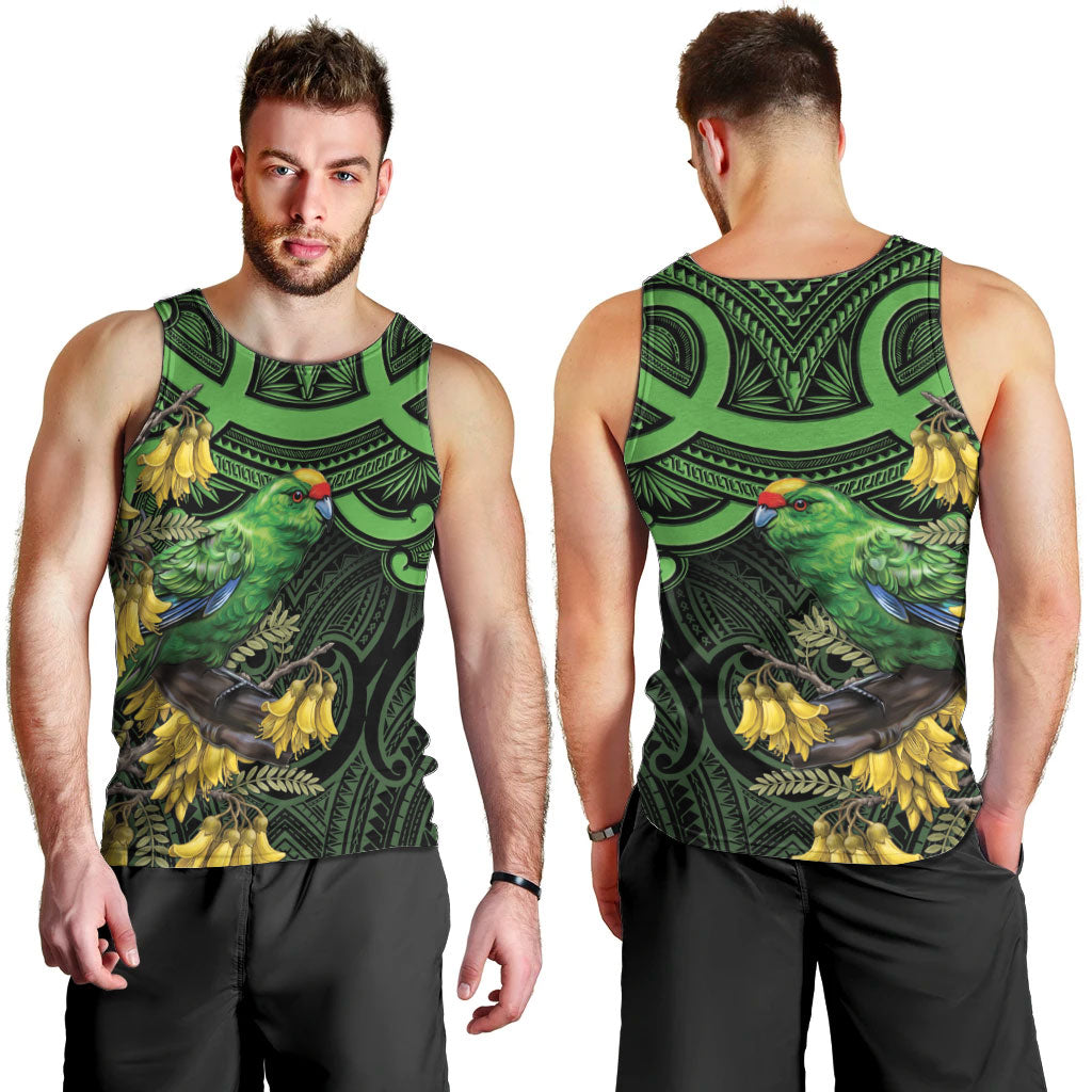 New Zealand Parakeet Bird Men Tank Top Maori Kakariki Kowhai Maori Pattern