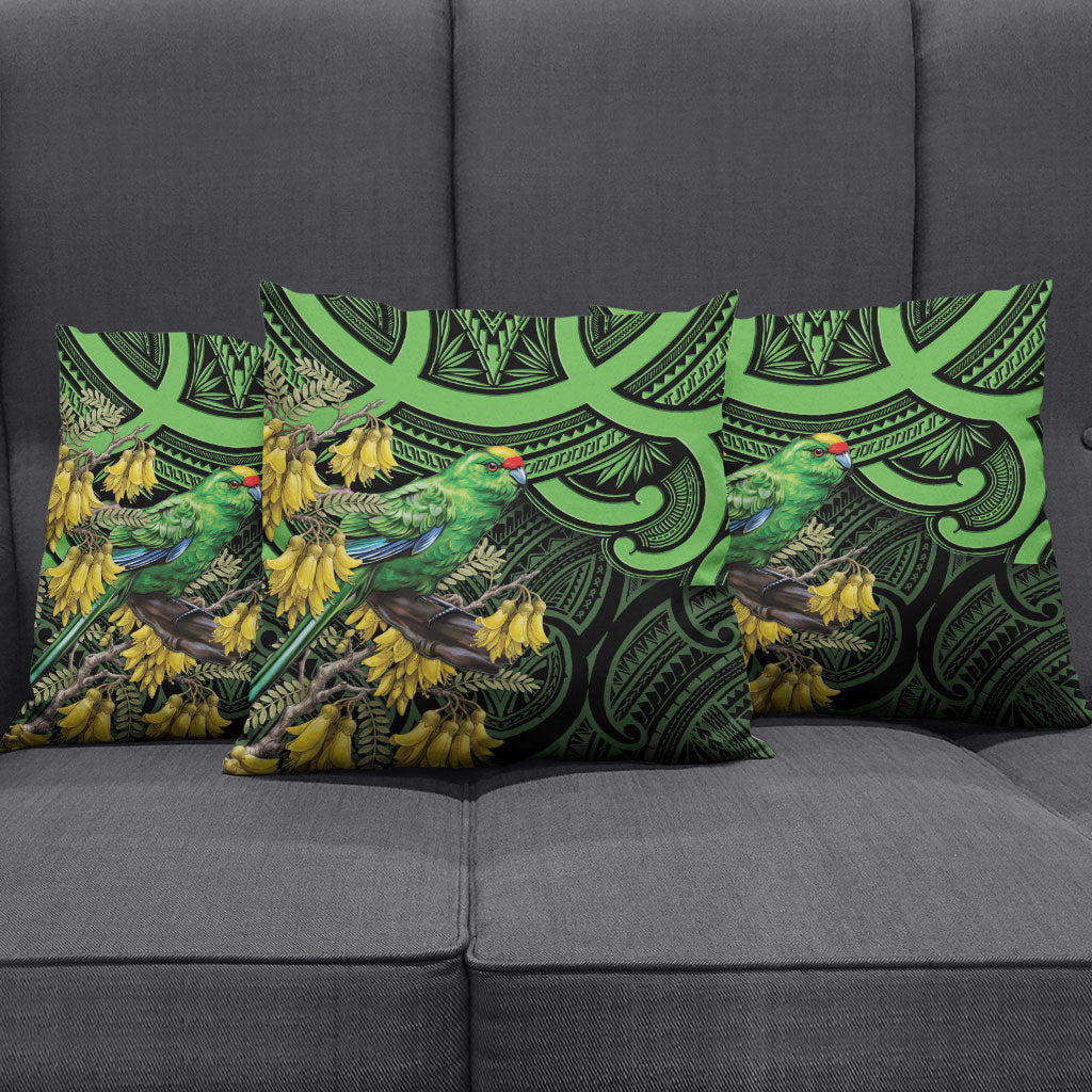 New Zealand Parakeet Bird Pillow Cover Maori Kakariki Kowhai Maori Pattern
