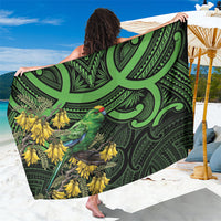 New Zealand Parakeet Bird Sarong Maori Kakariki Kowhai Maori Pattern