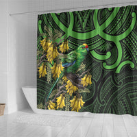 New Zealand Parakeet Bird Shower Curtain Maori Kakariki Kowhai Maori Pattern