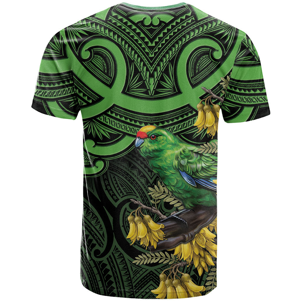 New Zealand Parakeet Bird T Shirt Maori Kakariki Kowhai Maori Pattern