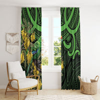 New Zealand Parakeet Bird Window Curtain Maori Kakariki Kowhai Maori Pattern