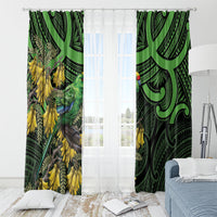 New Zealand Parakeet Bird Window Curtain Maori Kakariki Kowhai Maori Pattern
