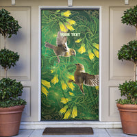 Bellbird New Zealand Personalised Door Cover Kowhai Flower Maori Pattern