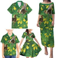 Bellbird New Zealand Personalised Family Matching Puletasi and Hawaiian Shirt Kowhai Flower Maori Pattern LT22 - Polynesian Pride